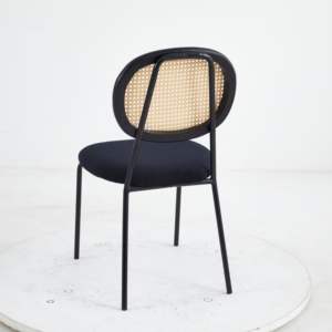 <span class=keywords><strong>Chaise</strong></span> en velours respirante avec dossier en rotin |   Robuste et léger |   Entretien facile |   Meubles polyvalents pour la maison, pour salon et salle à manger - Product Image 1