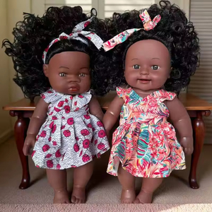 Muñecas afroamericanas de moda de 12 pulgadas, juguete de plástico para niñas con cabello rizado y vestidos coloridos para niños de 2 a 4 años - Product Image 2
