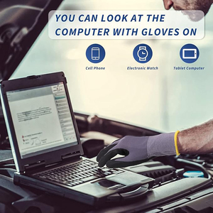 Gloveman màn hình cảm ứng Nitrile tráng găng tay làm việc độ bền thoáng khí liền mạch đan Nylon Tacky Dot Grip găng tay chấm cọ - Product Image 5