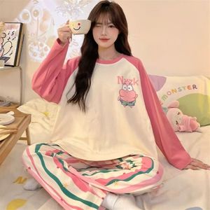 Pyjamas femmes automne et hiver ample grande taille dessin animé Ins pyjamas à manches longues pantalon <span class=keywords><strong>deux</strong></span> pièces costume ensemble de vêtements de nuit - Product Image 4