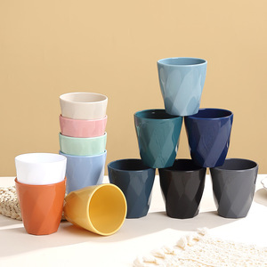 Threaded PP Mug Creative Coffee Milk Tea <b>Cup</b> Solid Color For Home Bathroom Adult Use - Product Image 1