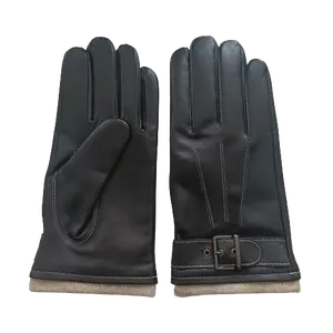 Guanti invernali in pelle di alta qualità a buon mercato più caldo Touch Screen nero motociclista per uomo di spessore termico neve guanti da guida