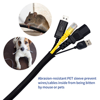 Funda trenzada autoenrollable para cables, protector de cables, aislante de cables negro, E-Cactus D16mm, 1 metro