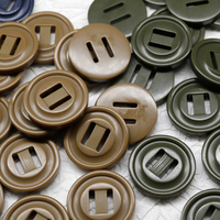 Kancing Pakaian Plastik Resin Bulat 2 Lubang Berkualitas Tinggi 28MM Warna Hijau Khaki Biru Pola Persegi Panjang Ramah Lingkungan Kancing Webbing