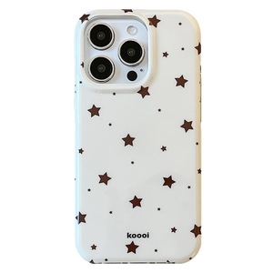 Funda de Teléfono Coreana de Doble Capa con Diseño de Estrellas y Pantalla Completa en Color Crema para iPhone 17 Pro Max 16 15 14 para Chicas - Product Image 3