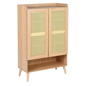 Armadio <span class=keywords><strong>in</strong></span> legno massello con 2 ante <span class=keywords><strong>in</strong></span> <span class=keywords><strong>vimini</strong></span>, armadietto con ripiani per soggiorni o sale da pranzo - Product Image 1