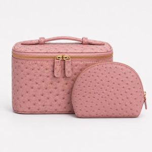 Wholesale PU Ostrich Texture Cosmetic Bag Set with <b>Vanity</b> <b>Case</b> and Shell Pouch Custom Logo Travel Makeup Organizer Gift Set - Product Image 1