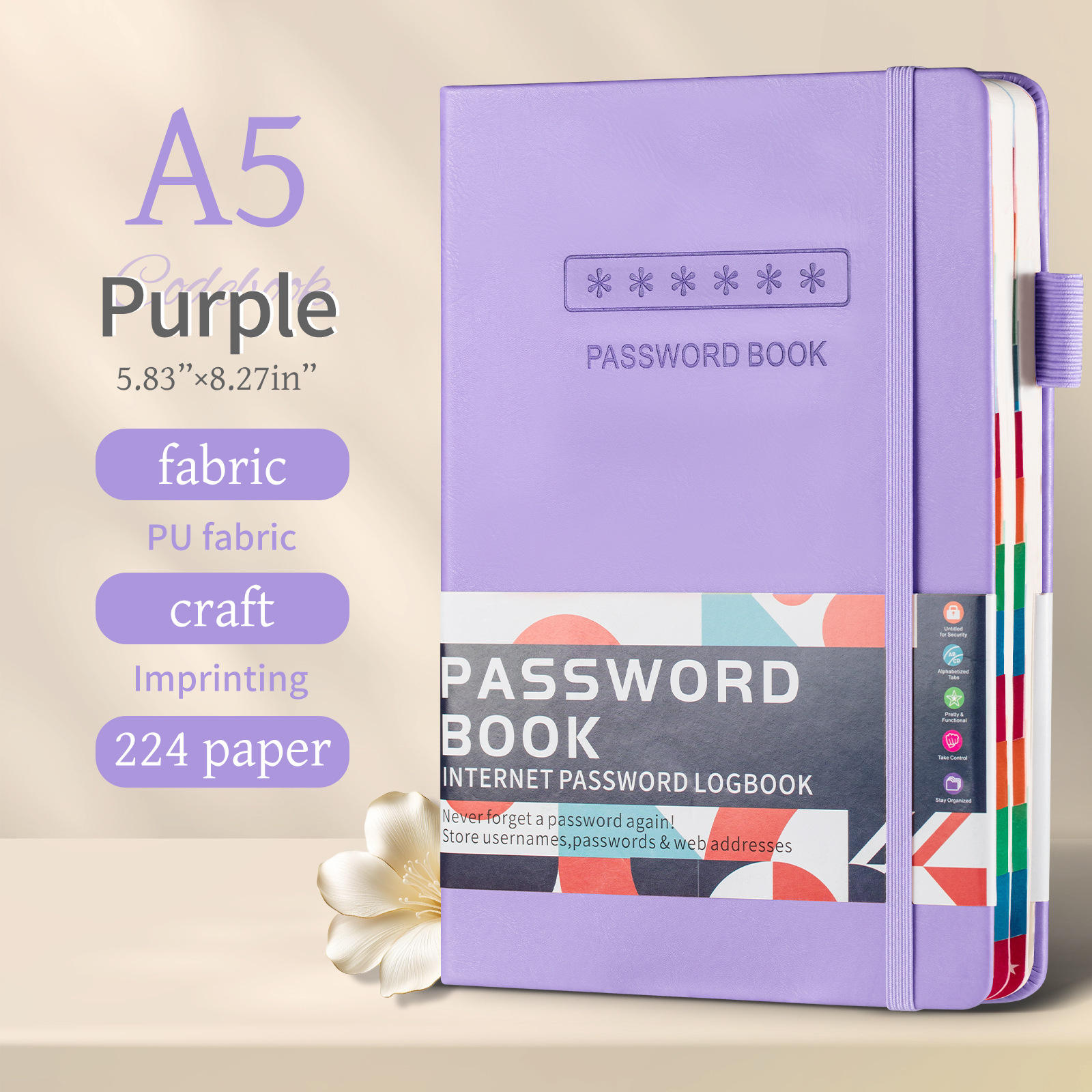 Livre de codes A5/sangle-violet