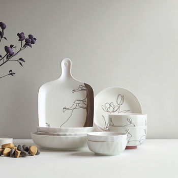 New Bone China Dinner Set Plates and Bowls Chinese Restaurant Fancy Dinnerware Set