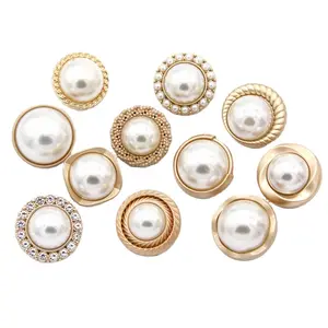 High Quality Custom Metal Pearl Shank Buttons Rhinestone Button For Women Coat and Jacket