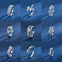 Bague en cuivre de style européen et américain, incrustée de zircon, pour femme, élégante, haut de gamme, ouverte et ajustable, vente en gros transfrontalière