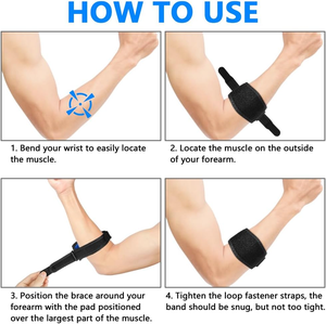 Quần vợt khuỷu tay cú đúp có thể điều chỉnh móc và vòng lặp khuỷu tay hỗ trợ cú đúp bảo vệ pad cho quần vợt bóng rổ cầu lông hoặc tập thể dục - Product Image 5