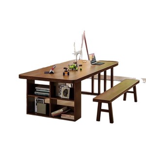 Escritorio Ejecutivo de Madera Sólida con Estante de Almacenamiento, Mesa de Estudio para Oficina en Casa - Product Image 5