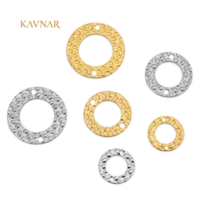 Breloques rondes en acier inoxydable KAVNAR, gaufrées, à double trou, 15 mm, 20 mm, 25 mm, plaquées <span class=keywords><strong>or</strong></span>, pour la fabrication de bijoux DIY - Product Image 1