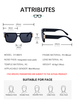 Lunettes de soleil carrées à double pont UV400 personnalisées avec logo de créateur de mode Partagas Wholesale Factory pour femmes et hommes