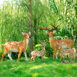 屋外中庭風景スケッチ装飾樹脂ガラス繊維強化プラスチックシミュレーションニホンジカ鹿彫刻の装飾品 - Product Image 2