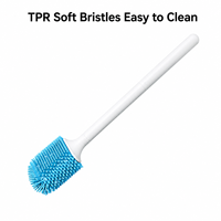 Brosse WC murale ou sur pied Value TPR à tête souple, base de séchage double couche, manche long pour nettoyage de salle de bain
