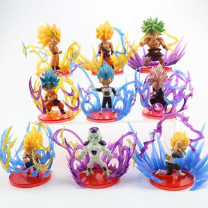 Figura de dragón DBZ, modelo de juguete de 8CM, versión Q, bonito Son Goku, <span class=keywords><strong>Broly</strong></span>, Vegeta, Frieza, conjunto de figuras de PVC, Mini estatua de Anime, muñeca, 9 Uds. - Product Image 1
