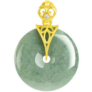 Pendentif en jadéite naturelle, forme donut, incrustation en argent S925, bijoux de mode simples, cadeau avec certificat d'évaluation D1059 - Product Image 5