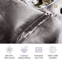 Set Sprei Sutra Tensel Jacquard 4-Piece, Sarung Selimut, 2 Sarung Bantal, Lembut, Bernapas, Langsung Dari Pabrik