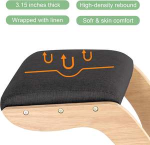 202405 kursi goyang lutut postur tegak, untuk rumah kantor meditasi bantal kayu & Linen-kursi kantor untuk leher punggung - Product Image 4