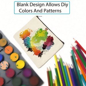 Bolsa de Maquillaje Portátil Ligera de Lona de Algodón, Color Puro, con Cierre de Cremallera, Diseño con Letras para Mujer - Product Image 3