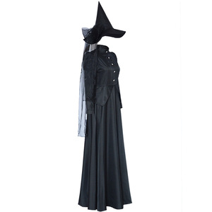 Costume de sorcière méchante tendance pour femme adulte, robe longue avec chapeau, déguisement d'Halloween, costumes de films et de séries TV - Product Image 3