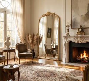 Specchio Vintage Grande in Stile Europeo, Specchio <span class=keywords><strong>da</strong></span> Terra in Legno Antico di Lusso, Specchio a Figura Intera in Legno <span class=keywords><strong>per</strong></span> <span class=keywords><strong>Soggiorno</strong></span> - Product Image 1
