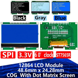 High Brightness 12864 LCD Display Module with Chinese Font | SPI/Serial Interface COG Dot Matrix Screen | Easy <strong>Programming</strong> - Product Image 1