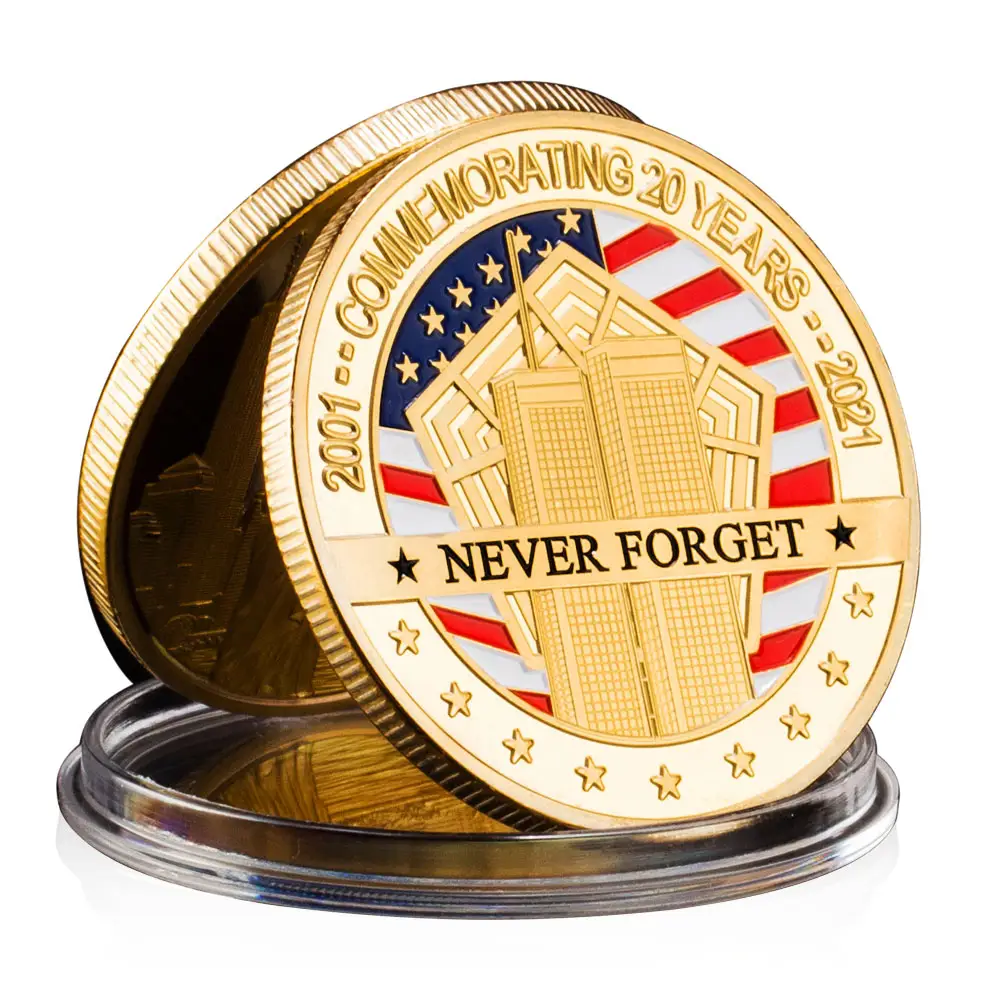 New York City 9/11 Gold Silver Plated Coin U.S. September 11th Never Forget Challenge Coin for Collection Commemorative Coin
