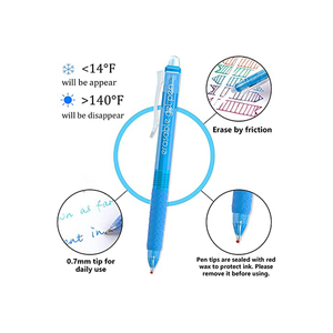 Custom Logo Gel Ink Pen Bule Plastic Erasable Pen Set with Eraser - Product Image 4