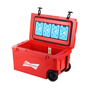 Özel desen termal bira Coolbox 55QT büyük lastik içecek soğutucu Metal kolu tam Wrap taşınabilir rotowheels soğutucu ile tekerlekler - Product Image 2