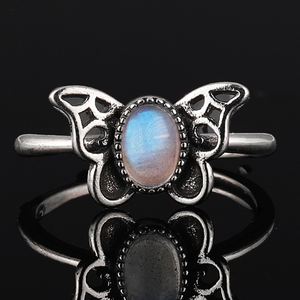 100% naturale ametista topazio blu pietra di luna olivina ambra granato gemma anello di pietra per le donne regolabile argento anello regalo - Product Image 2