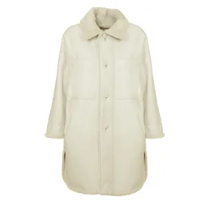 Alta moda feita em itália reversível tesoura casaco de pele macia e leve de couro genuíno para a moda de inverno