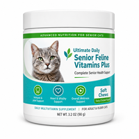 Vitamines pour chats seniors avancées avec Lysine et Glucosamine pour la mobilité et la santé cardiaque – Soutien quotidien au bien-être – Friandises à mâcher souples