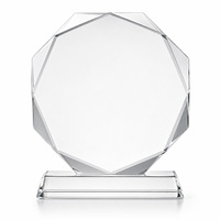 Plaque de récompense en cristal octogonal gravée au laser personnalisée HBL, trophée en cristal transparent vierge pour souvenir d'entreprise