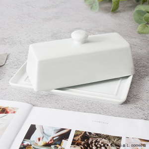 Plato de Mantequilla de Cerámica Personalizado Rectangular con Tapa Abatible para Servir Café y Té en Hoteles, Regalo Empresarial - Product Image 1