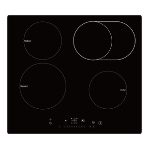 Table de cuisson électrique 24 pouces à 4 brûleurs, plaque de cuisson en céramique encastrable, brûleur de cuisinière électrique radiant 6000W avec commande tactile - Product Image 1