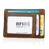 Gran oferta, Clip de dinero de cuero genuino clásico, Cartera de tarjeta de bloque Rfid, Clip de dinero magnético, tarjetero de autobús