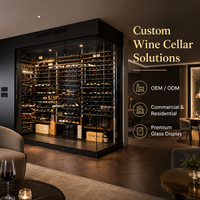 Armoire à vin contemporaine à façade en verre Porte-bouteilles mural moderne Présentoir à vin en métal fermé en verre pour salle à manger
