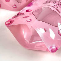 Bolsa Ecológica Reciclable para Dulces de Fresa, Bolsa Rosa con Ventana en Forma de Corazón para Empaque de Regalo de Gomitas Premium