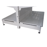 Étagère de supermarché double face légère en acier inoxydable avec panneaux perforés