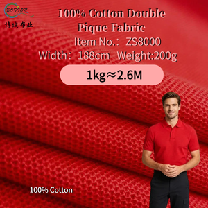 <span class=keywords><strong>Tissu</strong></span> piqué double 100 % coton premium 200 GSM, résistant à l'abrasion, respirant et absorbant, poids moyen, <span class=keywords><strong>pour</strong></span> polos et uniformes - Product Image 1