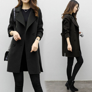 Cappotto da Donna Autunno Inverno a Doppio Petto Giacca Lunga da Donna a Maniche Lunghe - Product Image 2
