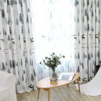 Rideau en polyester imprimé cerf et forêt, style nordique moderne, occultation élevée 70%-90% pour chambre et salon