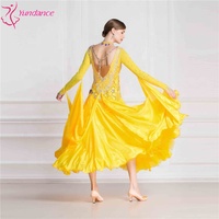 Robe de bal jaune de haute qualité pour adultes, robes de compétition, B-18416