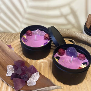 CELION personnalisé grande fleur de 8oz et CrystalBlack pot violet cire de soja bougies parfumées dans des boîtes de conserve - Product Image 3