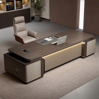 Ensemble de chaise de bureau de direction LBZ-158X avec plateau laqué, design à déflecteur, sensation de luxe léger, haut de gamme, style simple et moderne, idéal pour PDG