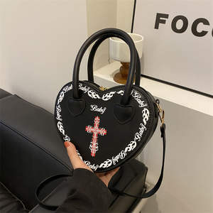 Bolso Tote de PU con Cierre, Estilo Forestal Artístico, Color Sólido, Novedad 2024, Moderno, Bandolera, con Forma de Corazón para Mujer - Product Image 1