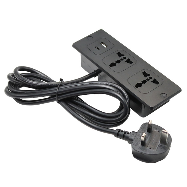 Office Desk Recessed Mounted Power Outlet AC Socket with USB  Type C PD 20W Charger Embedded Tabletop Furniture Electrical Panel